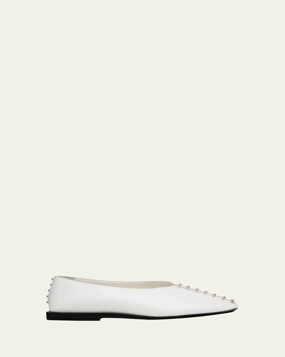 Studded Leather Ballerina Flats